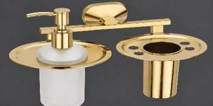 Stainless Steel 304 PVD Gold Tumble Holder with Liquid Dispenser