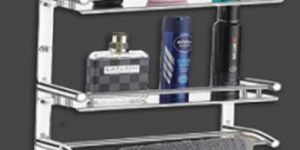 Stainless Steel Mirror Finish Double Layer Bathroom Shelf
