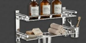 Stainless Steel Mirror Finish Single Shelf with Glass