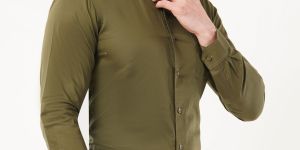Mens Olive Green Satin Shirts