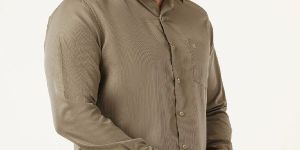 Mens Plain Dusty Olive Full Sleeve Cotton Shirt