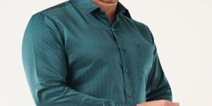 Mens Premium Dark Teal Blue Full Sleeve Cotton Shirt
