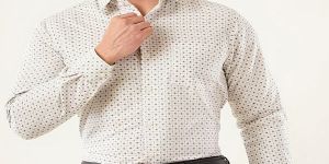 Mens Premium White Printed Cotton Full Sleeve Shirt