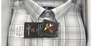 Mens White and Grey Full Sleeve Cotton Check Shirt