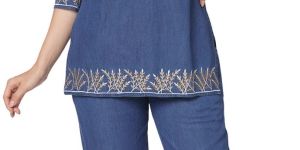 Ladies Blue Denim Co-ord Set