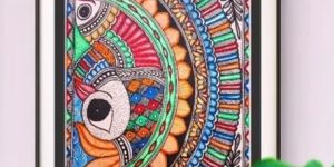 Machli Peacock Folk Madhubani Mithila Painting