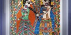Radha Krishna Folk Mithila Painting