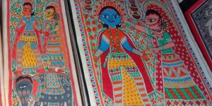 Radha Krishna Madhubani Mithila Painting