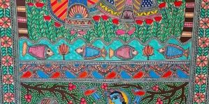 Radha Krishna Madhubani Painting