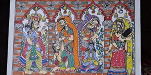 Traditional Indian Mythology Madhubani Mithila Painting