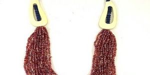 NK 14969 14 Row Red Bone Bead Necklace