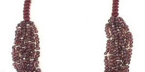 nk 15325 8 row purple glass bead gold metal ball necklace
