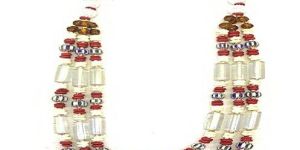 NK 15331 3 Row Glass Bead Black Braided Thread Necklace