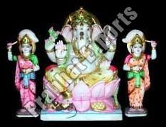Marble Ganesh With Ridhi Sidhi Statue