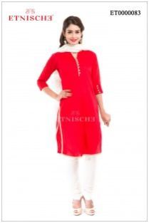 Silk Cotton Kurti with Handloom Slub Dupatta