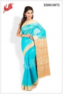 Sky Blue Banaras Tussar Silk Saree