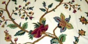 Cotton Crewel Embroidered Upholstery Fabric