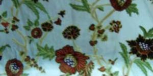 Hand Embroidered Crewel Fabrics