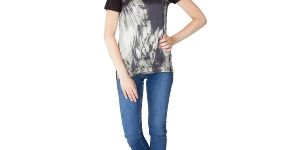 Digital Printed Black Cotton Tops