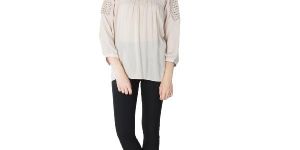 Solid Peach 3/4th Sleeves Tops