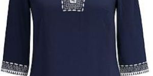Embellished Trim Stretch Crepe Tunic