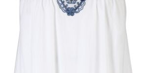 Embroidered Voile Peasant Top
