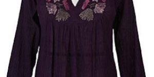 Floral Bib Cotton Crinkle Blouse