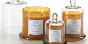 Glass Candle Holder with Cover