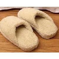 Unisex White Cotton Bath Slippers