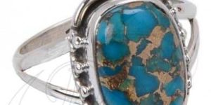 Copper Turquoise Silver Ring