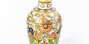 Colorful Meenakari Work Peacock Design Flower Vase