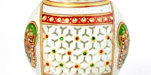 Golden Meenakari Jali Cut Work Hanging Flower Vase