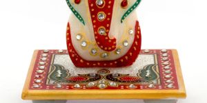 Meenakari Work Lord Ganesha Marble Pooja Chowki