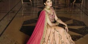 LEHANGA CHOLI GAJARI 2 TONE MELBOURNE SILK