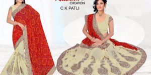 Embroidered Bandhani Sarees