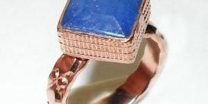 Sapphire Corundum Cut stylish Gold Plated Simple Ring