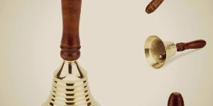 Antique Brass & Wooden Hand Bell