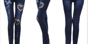 Rose Denim Cut Work Leggings