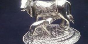 White Metal Cow Statue