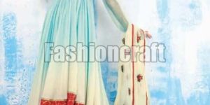 Fashioncraft Shaded Blue Heavy Embroidered Party Wear Salwar Kameez