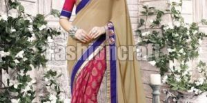 Printed Half N Half Saree with Heavy Lace Work