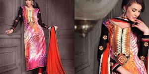 Beautiful Party Wear Zari Resham Embroidered Dress
