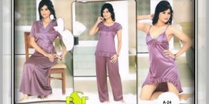 Satin Three Piece Nighty