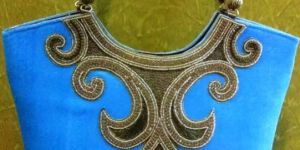 Ladies Light Blue Embroidered Handbag