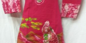 Hand Batik Long Kurti with Paint