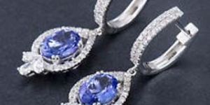 CZ 925 Silver Plated Sapphire Earrings