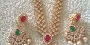 CZ 18k Gold Plated Necklace Set