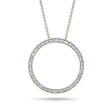CZ 925 Silver Plated Large Hoop Ring Pendant