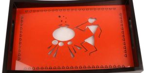 Warli Folk Art Orange Tray