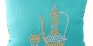 Zari Embroidered Arabian Jar Mug Cushion Cover